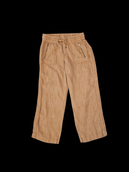 Athleta Pants - Athleta Cabo Linen Textured Wide Leg Pants Size 10 Brown Striped Drawstring 6576